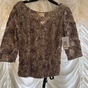 Alex Evenings Lavender Floral Lace Blouse